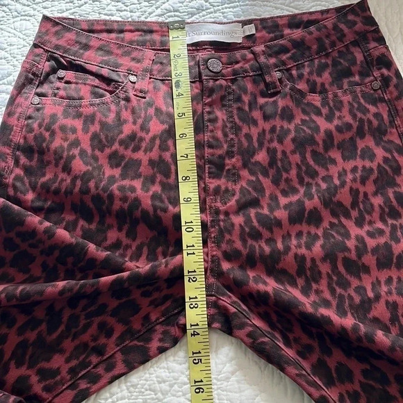 Leopard Print Long Pants Straight Leg Womens 10 Stretch Mob Wife Unique - Picture 11 of 17
